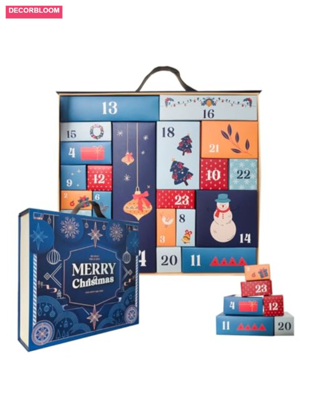24 Day Fillable Advent Calendar Boxes Thick Cardboard Christmas Countdown Gift